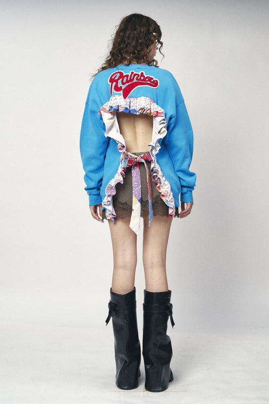 Backless Ruffle Sweatshirt - Carolina Panthers