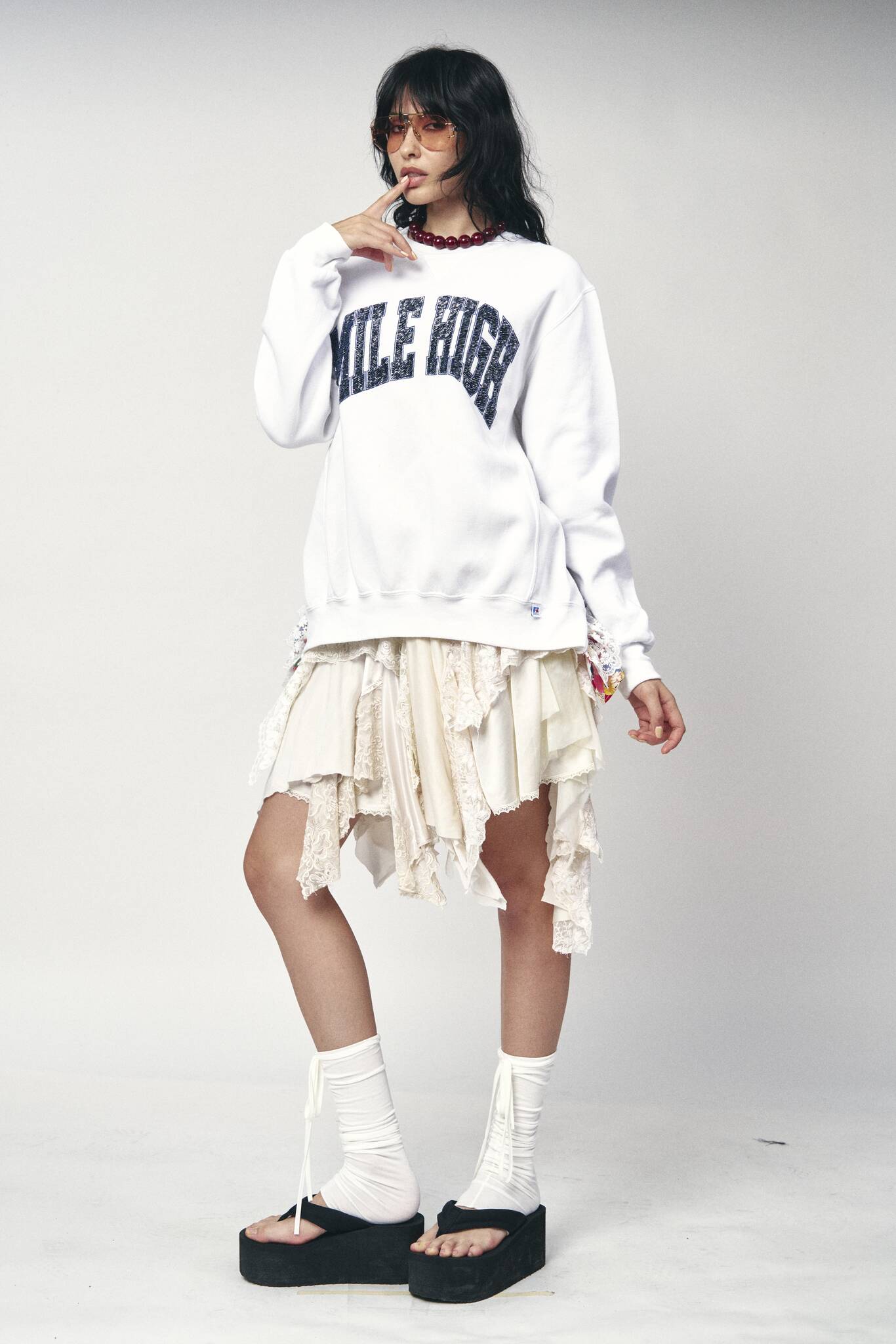 Backless Ruffle Sweatshirt - Mile High
