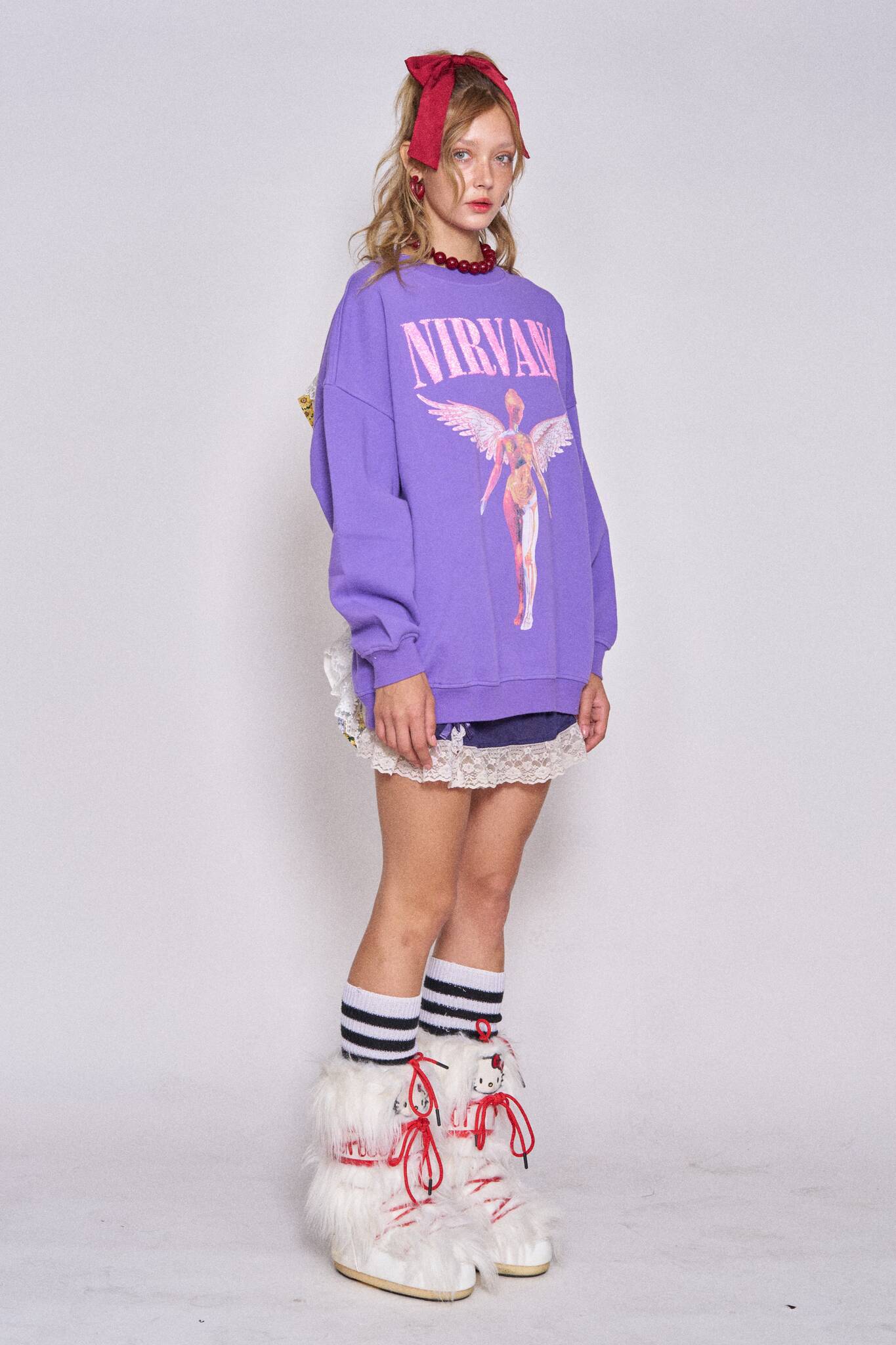 Backless Ruffle Sweatshirt - Nirvana