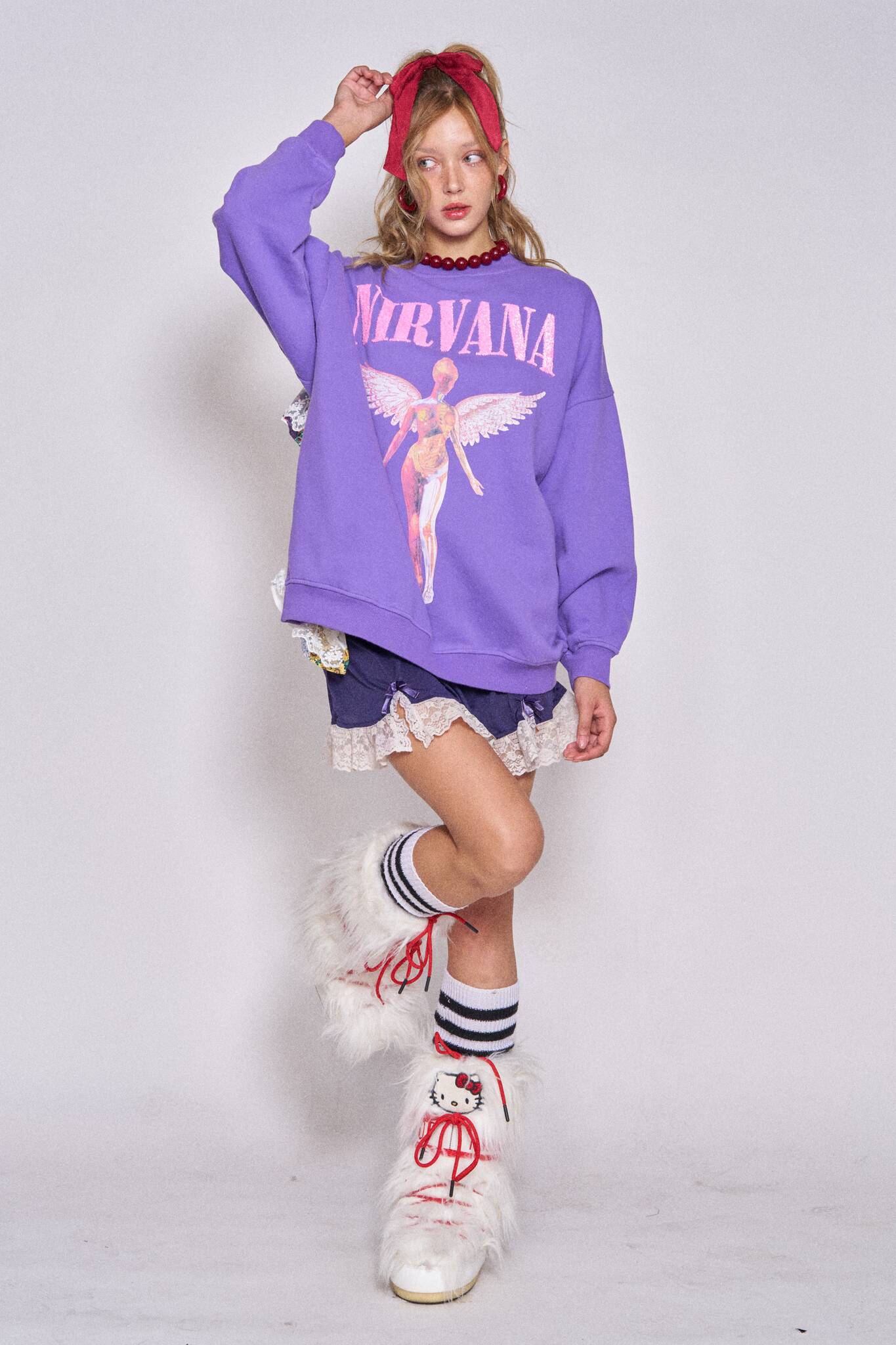Backless Ruffle Sweatshirt - Nirvana