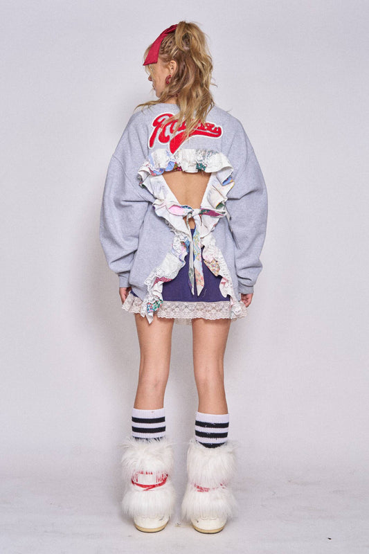 Backless Ruffle Sweatshirt - Cardinals