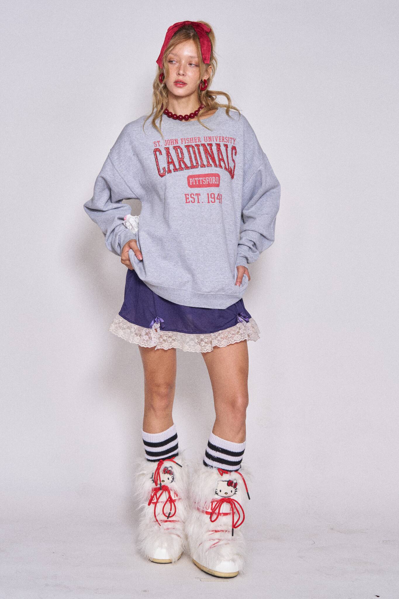 Backless Ruffle Sweatshirt - Cardinals