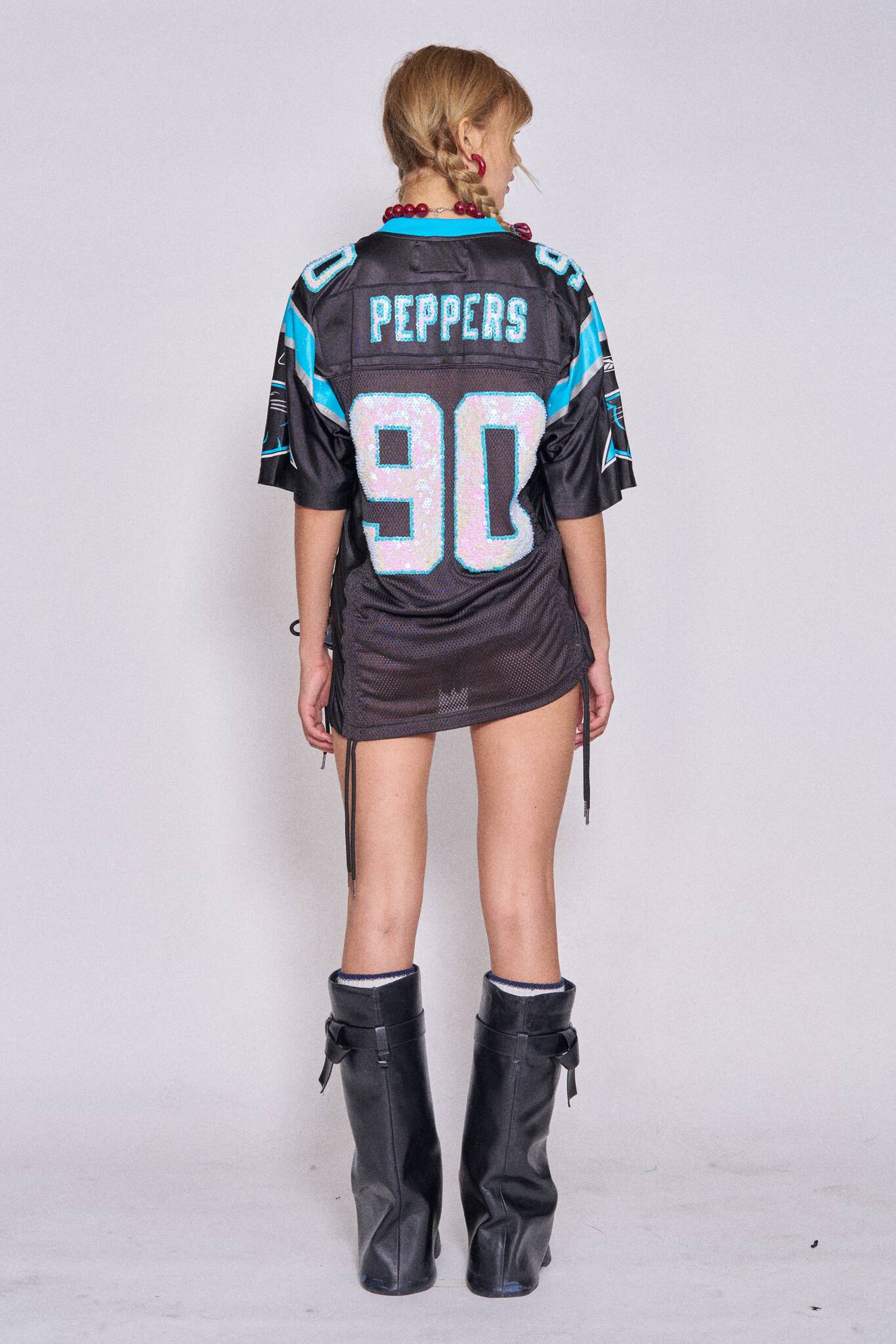 Mesh Football Drawstring Top - Panthers