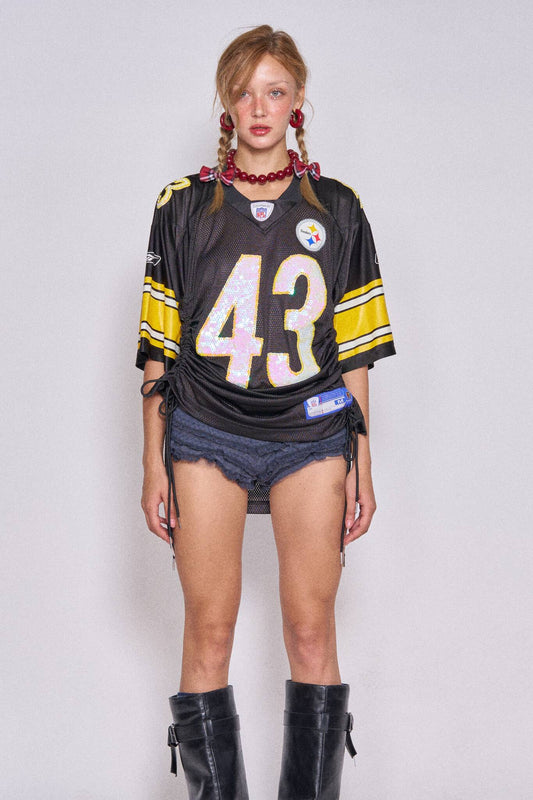 Mesh Football Drawstring Top - Steelers