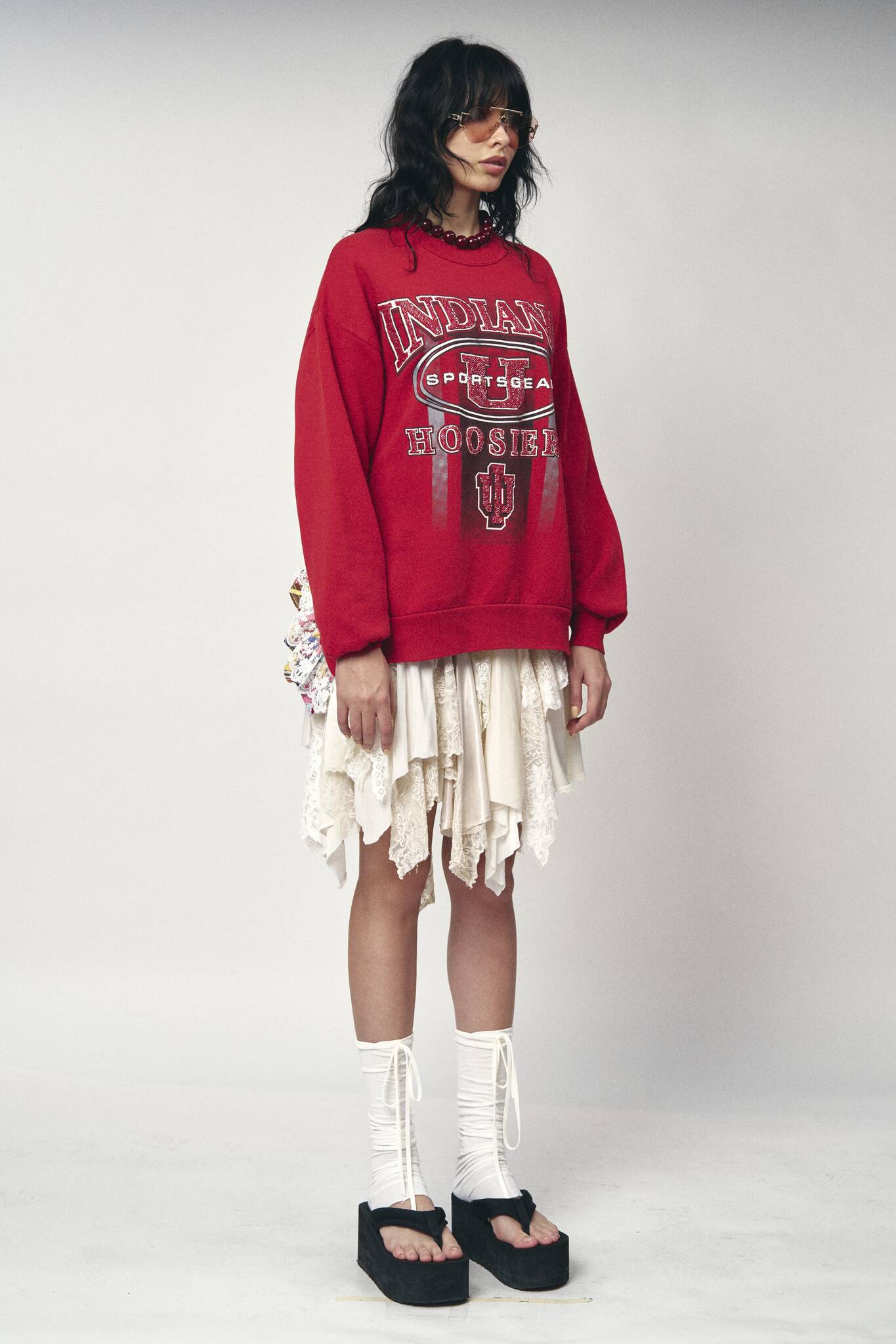 Backless Ruffle Sweatshirt - Indiana Hoosiers