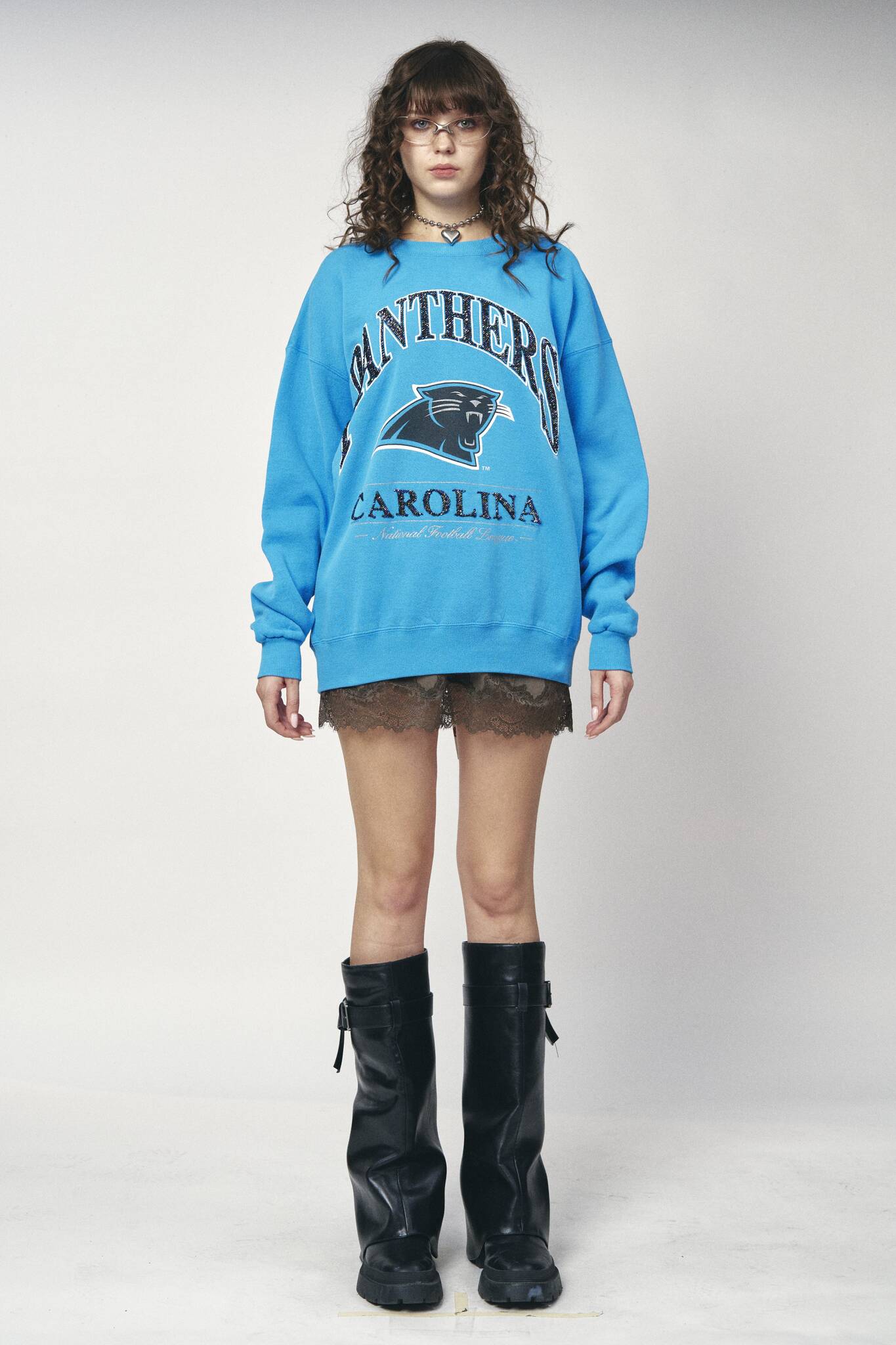 Backless Ruffle Sweatshirt - Carolina Panthers