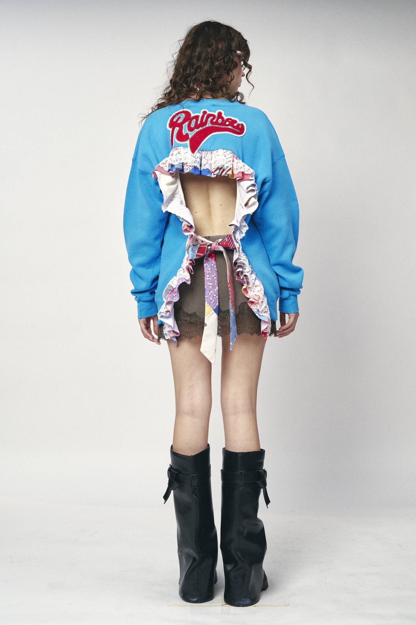 Backless Ruffle Sweatshirt - Carolina Panthers
