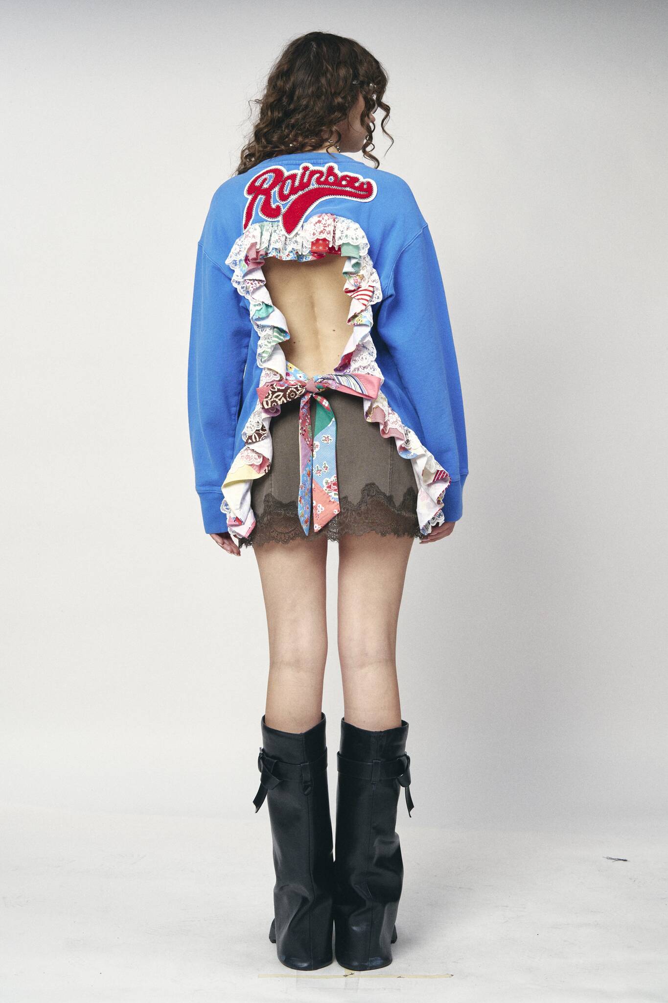 Backless Ruffle Sweatshirt - Paths
