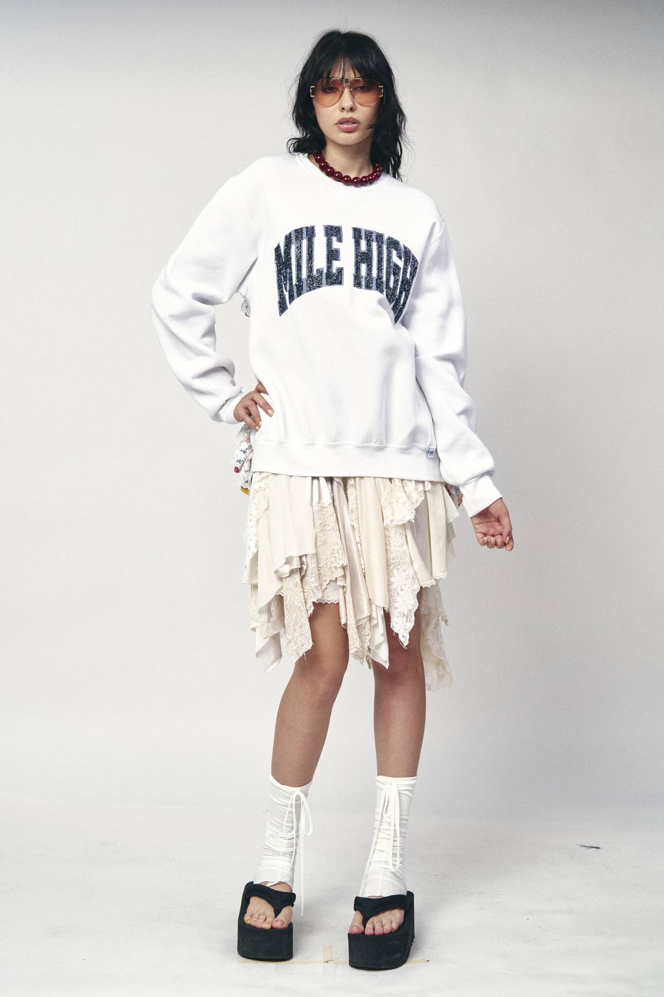 Backless Ruffle Sweatshirt - Mile High