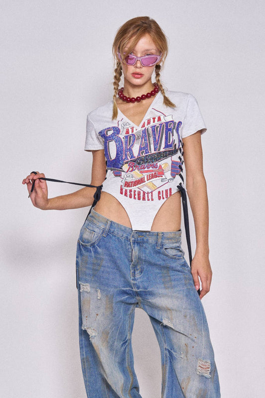 Sports Lace-up Corset - Braves