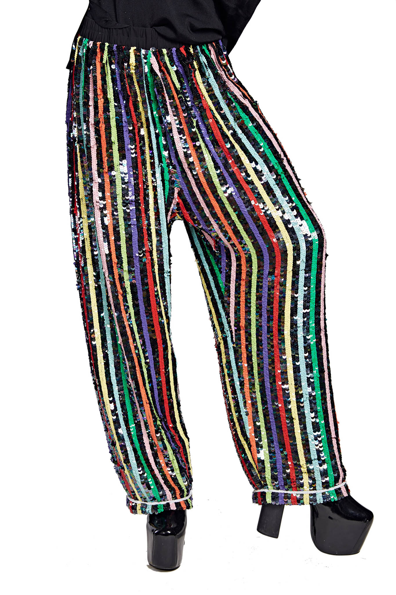 Oarencol Cute Panda Rainbow Stripes Women's Pajama Pants Star