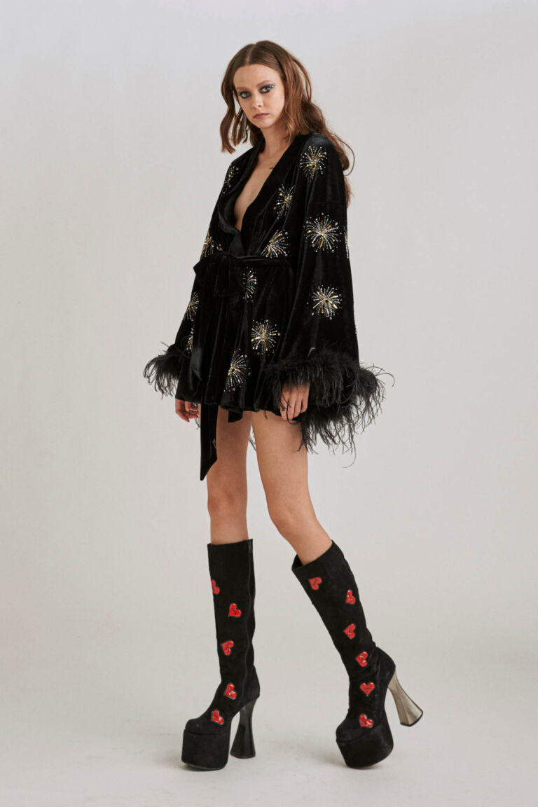 Velvet Fireworks Kimono – Black – I LOVE DIY by Panida